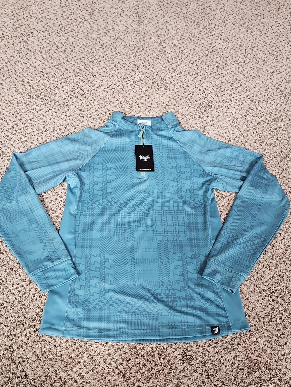 Waggle Women's Size Small Long-Sleeve Quarter Zip Shirt in Teal Green